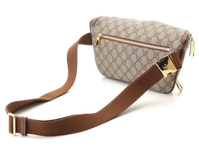 GUCCI グッチ GGスプリーム ラージ ベルトバッグ ベージュ エボニー コーティングキャンバス レザー 733240【431】2148103733772