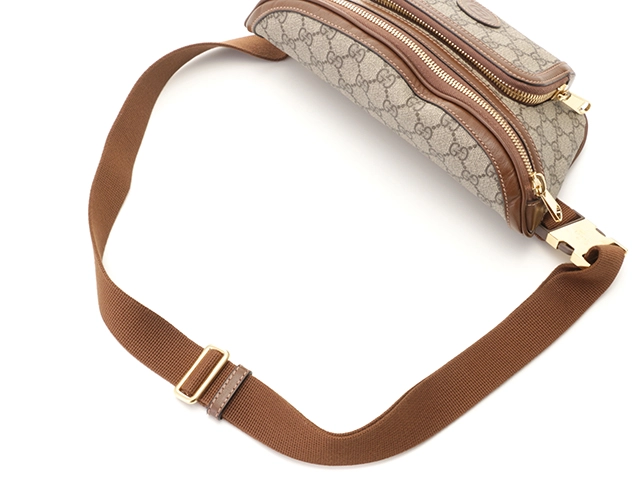 GUCCI グッチ GGスプリーム ラージ ベルトバッグ ベージュ エボニー コーティングキャンバス レザー 733240【431】2148103733772