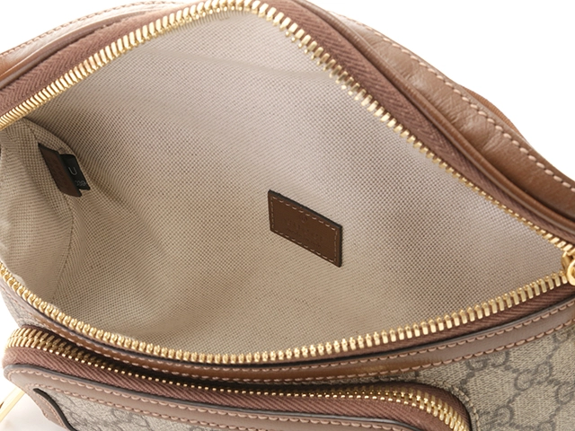 GUCCI グッチ GGスプリーム ラージ ベルトバッグ ベージュ エボニー コーティングキャンバス レザー 733240【431】2148103733772