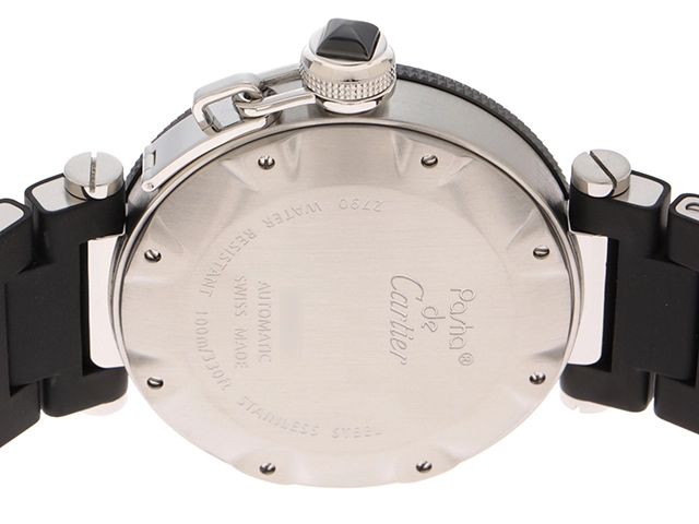 Cartier　カルティエ　時計　パシャ　シータイマー　W31077U2　メンズ　自動巻き　SS/ラバー　黒文字盤【431】2148103734786