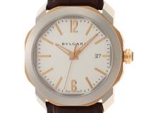 BVLGARI ブルガリ 2021年ギャランティー オクト 41mm OCP41SG 自動巻き シルバー文字盤 ステンレススティール×ピンクゴールド/SS×PG 【432】 2148103735035