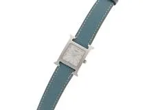 HERMES　エルメス　Hウォッチ　HH1.210　SS/レザー　クォーツ　シルバー文字盤【430】2148103735660