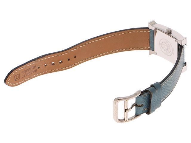 HERMES エルメス Hウォッチ HH1.210 SS/レザー クォーツ シルバー文字盤【430】2148103735660