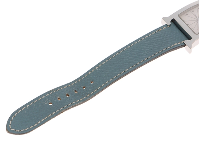 HERMES エルメス Hウォッチ HH1.210 SS/レザー クォーツ シルバー文字盤【430】2148103735660