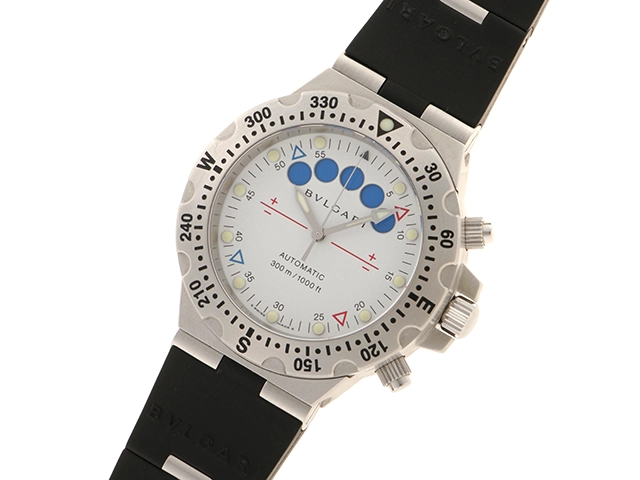 BVLGARI ブルガリ　ディエーゴ　スクーバ　レガッタ　クロノグラフ　SD40SRE　ホワイト　メンズ　自動巻き　ステンレスSS　ラバー　【436】　2148103736681