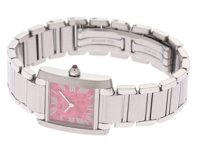 Cartier カルティエ 時計 タンクフランセーズSM 2006年クリスマス限定モデル レディース クオーツ SS ラズベリー ピンク文字盤【431】2148103736735