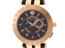VERSACE　ヴェルサーチ　Vレースデュアルタイム　VEBR00722　腕時計　ブラウン文字盤　クオーツ　メッキ・ステンレススチールケース/革ベルト　メンズ　2148103738883　【205】