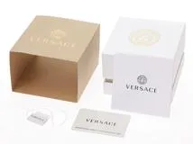 VERSACE　ヴェルサーチ　Vレースデュアルタイム　VEBR00722　腕時計　ブラウン文字盤　クオーツ　メッキ・ステンレススチールケース/革ベルト　メンズ　2148103738883　【205】