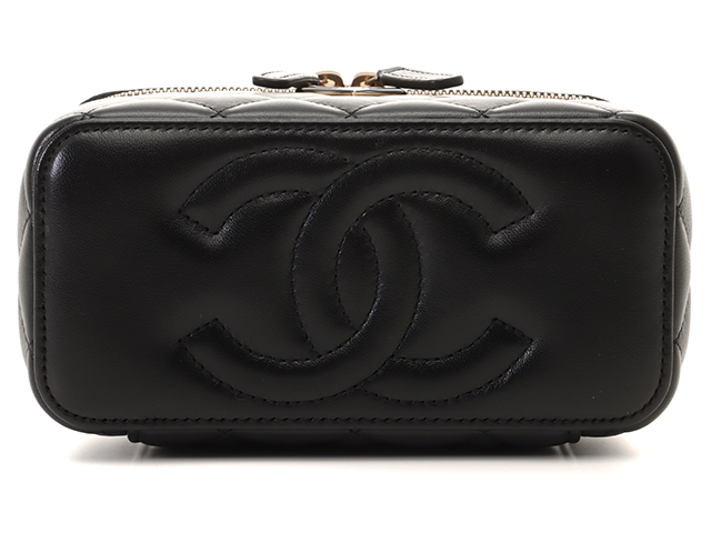 CHANEL シャネル マトラッセ ミラー付横型バニティ AP3940 ブラック GP