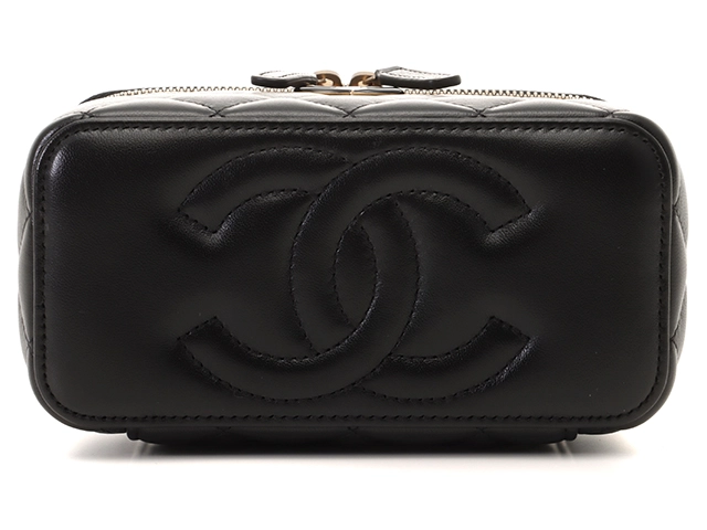 CHANEL　シャネル　マトラッセ　ミラー付横型バニティ　AP3940　ブラック　GP金具　ラムスキン　シリアルランダム【433】