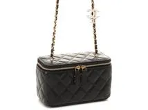 CHANEL　シャネル　マトラッセ　ミラー付横型バニティ　AP3940　ブラック　GP金具　ラムスキン　シリアルランダム【433】