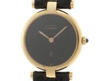 Cartier　カルティエ　時計　マストヴァンドーム　84977913　クォーツ　レディース　SV/革　ブラック　2148103739392【207】
