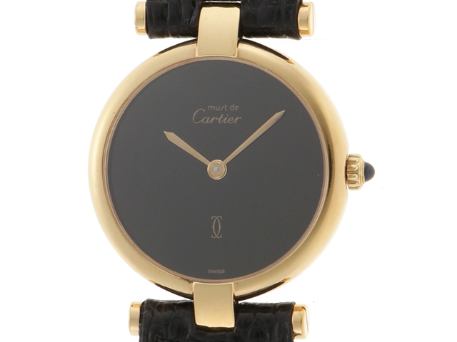 Cartier　カルティエ　時計　マストヴァンドーム　84977913　クォーツ　レディース　SV/革　ブラック　2148103739392【207】