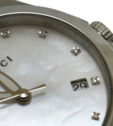 GUCCI グッチ Gタイムレス  126.5 SS ステンレススチール 12Pダイヤモンド シェル クォーツ 【460】