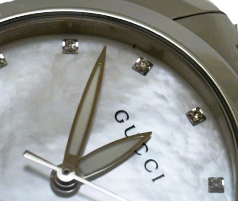 GUCCI グッチ Gタイムレス  126.5 SS ステンレススチール 12Pダイヤモンド シェル クォーツ 【460】