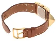 HERMES エルメス　腕時計　クォーツ　メドール　ゴールドメッキ/革Ⓧ　ME1.201　2148103740312【437】