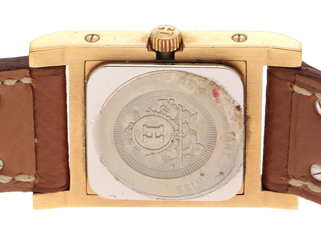 HERMES エルメス 腕時計 クォーツ メドール ゴールドメッキ/革Ⓧ ME1.201 2148103740312【437】