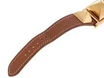 HERMES エルメス　腕時計　クォーツ　メドール　ゴールドメッキ/革Ⓧ　ME1.201　2148103740312【437】