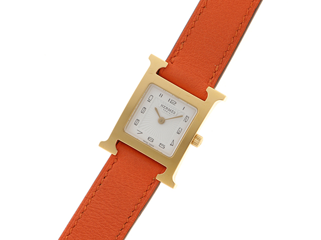 HERMES エルメス Hウォッチ ドゥブルトゥールベルト HH1.201 GP SS