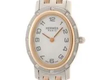 エルメス HERMES クリッパー コンビ 革ベルト クォーツ メンズ 時計