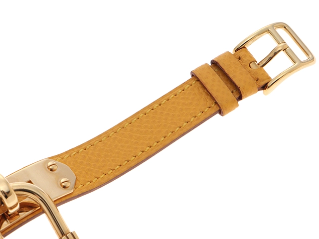 HERMES エルメス レディース腕時計 ケリーウォッチ KE1.201 ゴールドメッキ/クシュベル □C刻印 ゴールド文字盤 クオーツ【472】UH