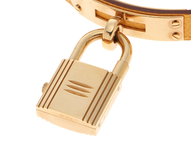 HERMES エルメス レディース腕時計 ケリーウォッチ KE1.201 ゴールドメッキ/クシュベル □C刻印 ゴールド文字盤 クオーツ【472】UH