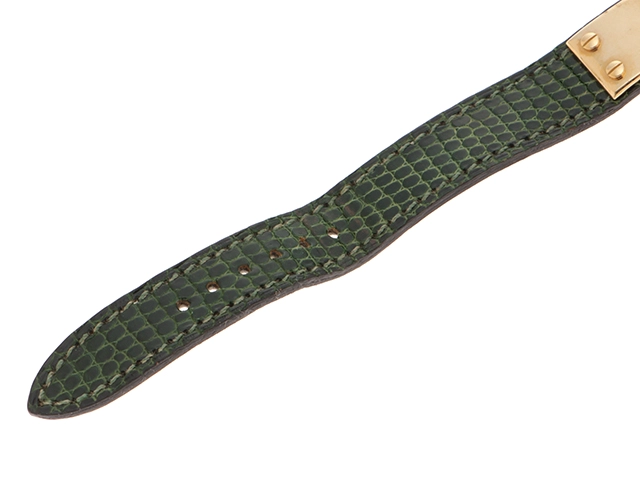 HERMES エルメス 時計 ケリーウォッチ KE1.201 レディース クオーツ GP/革 グリーン文字盤【431】2148103740619