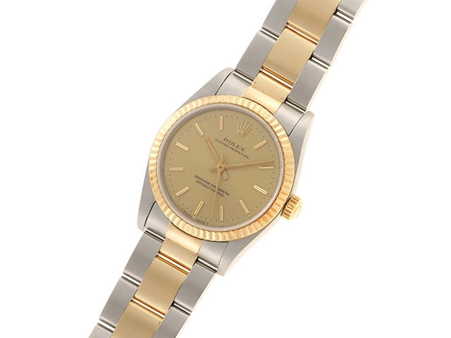 ROLEX ロレックス 時計 オイスターパーペチュアル 67513 ボーイズ 自動巻き X番 SS/YG シャンパン文字盤【431】2148103740800