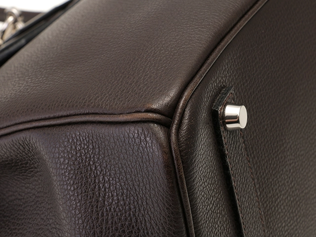 HERMES エルメス ハンドバッグ バーキン35 エベヌ ヴァッシュリエジェ シルバー金具 □J刻印 2148103741142【430】