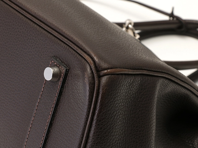 HERMES エルメス ハンドバッグ バーキン35 エベヌ ヴァッシュリエジェ シルバー金具 □J刻印 2148103741142【430】