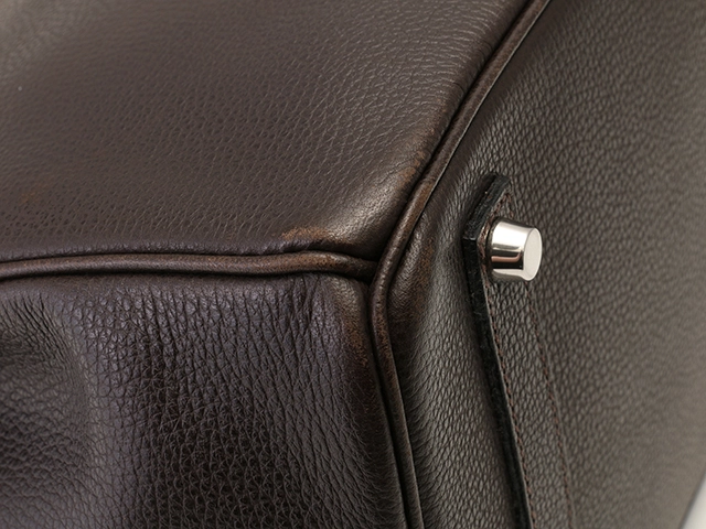 HERMES エルメス ハンドバッグ バーキン35 エベヌ ヴァッシュリエジェ シルバー金具 □J刻印 2148103741142【430】