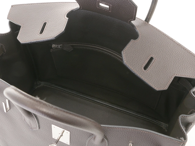 HERMES エルメス ハンドバッグ バーキン35 エベヌ ヴァッシュリエジェ シルバー金具 □J刻印 2148103741142【430】