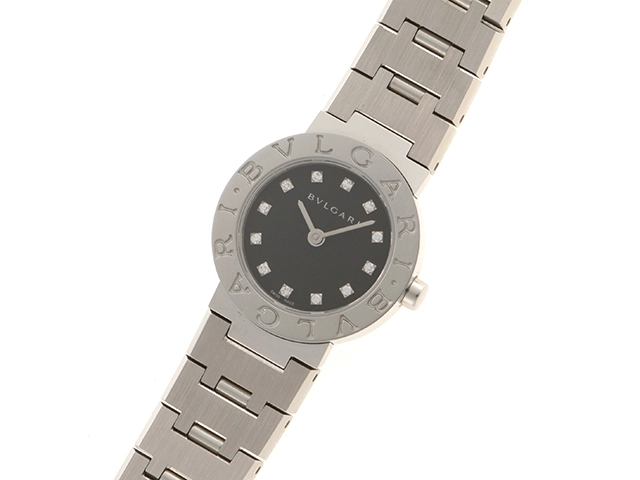 BVLGARI　ブルガリ　時計　ブルガリブルガリ　BB23SS　クオーツ　ステンレス　12Pダイヤ　黒文字盤　レディース腕時計　2148103741166【434】