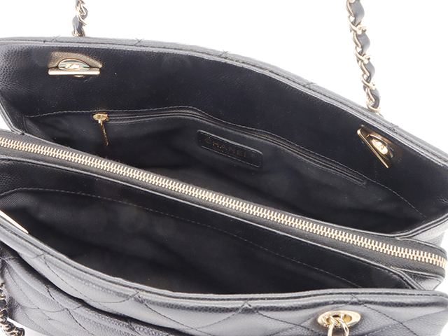 CHANEL シャネル ココマーク マトラッセ チェーンショルダートートバッグ ブラック/GP A67294【430】2148103741302