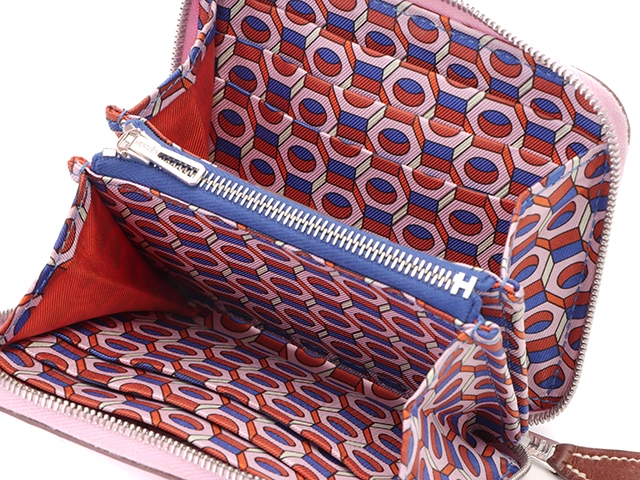 HERMES エルメス　アザップコンパクト　シルクイン　モーヴシルベストル/SV 財布 ピンク  2148103743511【434】