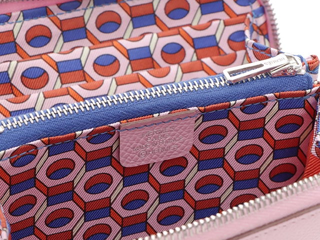 HERMES エルメス　アザップコンパクト　シルクイン　モーヴシルベストル/SV 財布 ピンク  2148103743511【434】