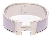 超美品　HERMES レザーメタルバングル パープル 超美品 HERMES レザーメタルバングル パープル （パープル
