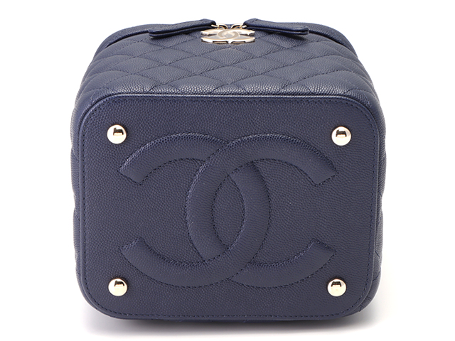 CHANEL シャネル マトラッセ チェーンバニティ ネイビー GP ゴールド金具 キャビア 2148103744976【200】  の購入なら「質」の大黒屋（公式）