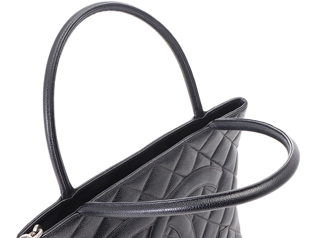 CHANEL シャネル 復刻トート ブラック SV キャビア A01804【431】2148103747182