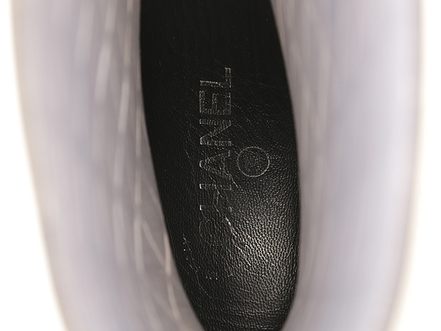 CHANEL　シャネル　マトラッセ柄レインブーツ　レディース36　ブラック/ホワイト　ラバー　2148103748455　【432】