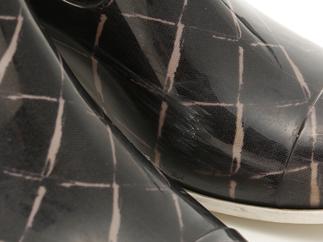 CHANEL　シャネル　マトラッセ柄レインブーツ　レディース36　ブラック/ホワイト　ラバー　2148103748455　【432】