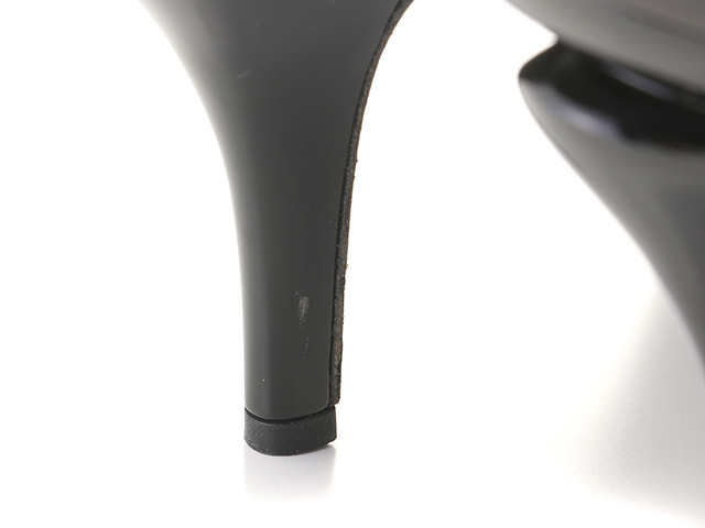 CHANEL　シャネル　オープントゥリボンタイパンプス　レディース38　ブラック　レザー　G26721　2148103748585　【432】