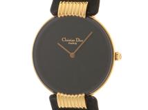 Dior　ディオール　バギラ　D46-153　ブラック文字盤　GP/革　クオーツ　レディース時計　2148103748981【433】