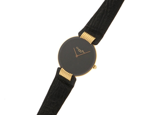 Dior ディオール 腕時計 バギラ GP/革 ブラック D46-153 クォーツ レディース 2148103748981 【200】