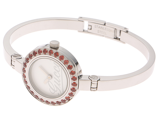 GUCCI グッチ バングルウォッチ 105 SS ガーネットベゼル 女性用
