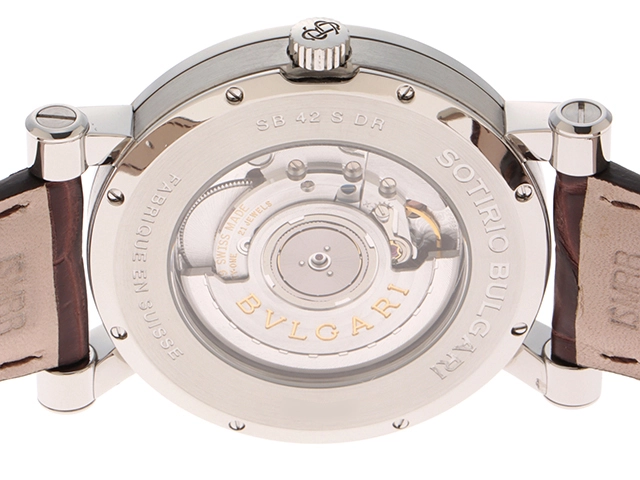 BVLGARI　ブルガリ　ソティリオ　レトログラード　SB42SDR　シルバー文字盤　　SS/革　　オートマチック　　メンズ腕時計　　自動巻き　【436】　2148103754517