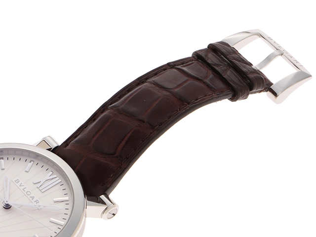 BVLGARI　ブルガリ　ソティリオ　レトログラード　SB42SDR　シルバー文字盤　　SS/革　　オートマチック　　メンズ腕時計　　自動巻き　【436】　2148103754517