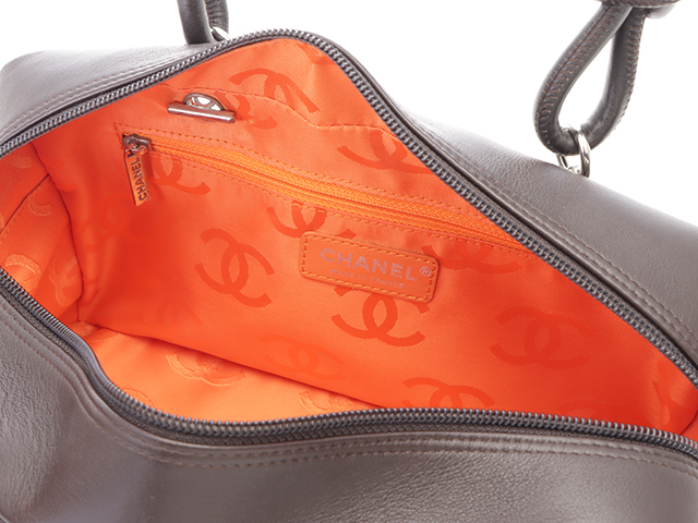 CHANEL シャネル カンボンライン　ブラウン×オレンジ CHANEL シャネル カンボンライン 二つ折り 長財布 ココマーク