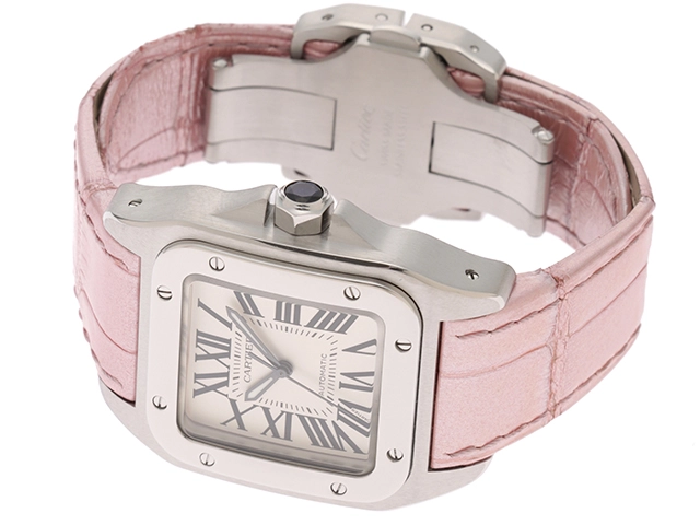 CARTIER カルティエ 2017年ギャランティ サントス100 MM W20126X8 自動巻き ステンレス ホワイト 【432】2148103756818