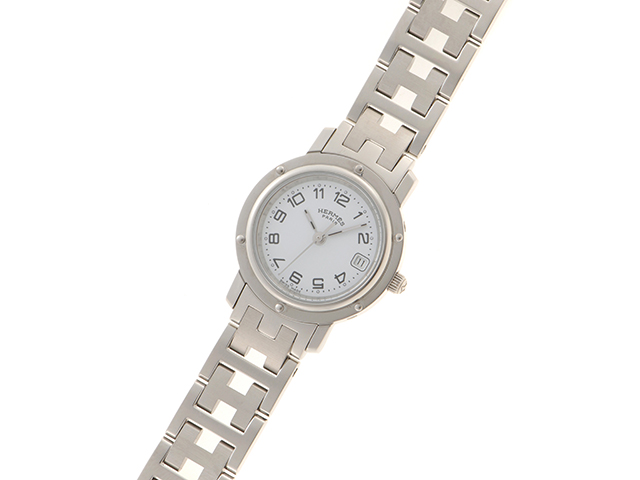 HERMES エルメス クリッパー CL4.210 SS ホワイト クォーツ